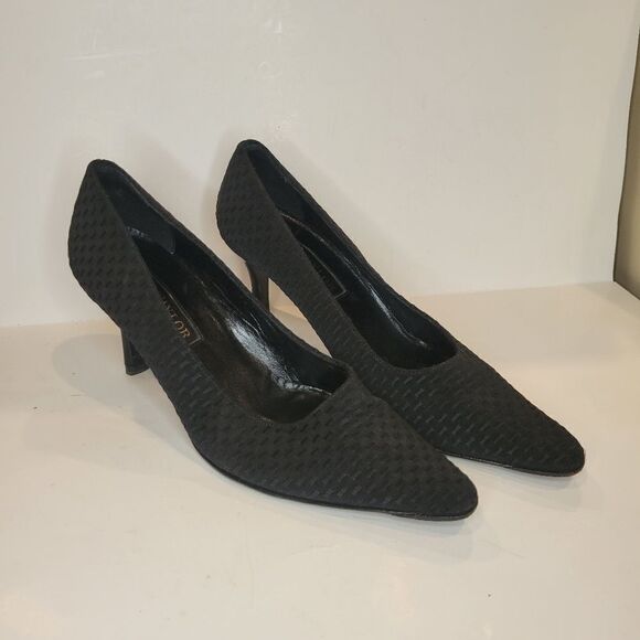 WOMENS Ann Taylor Made in Italy BLACK TEXTILE HEEL PUMPS - Picture 12 of 13
